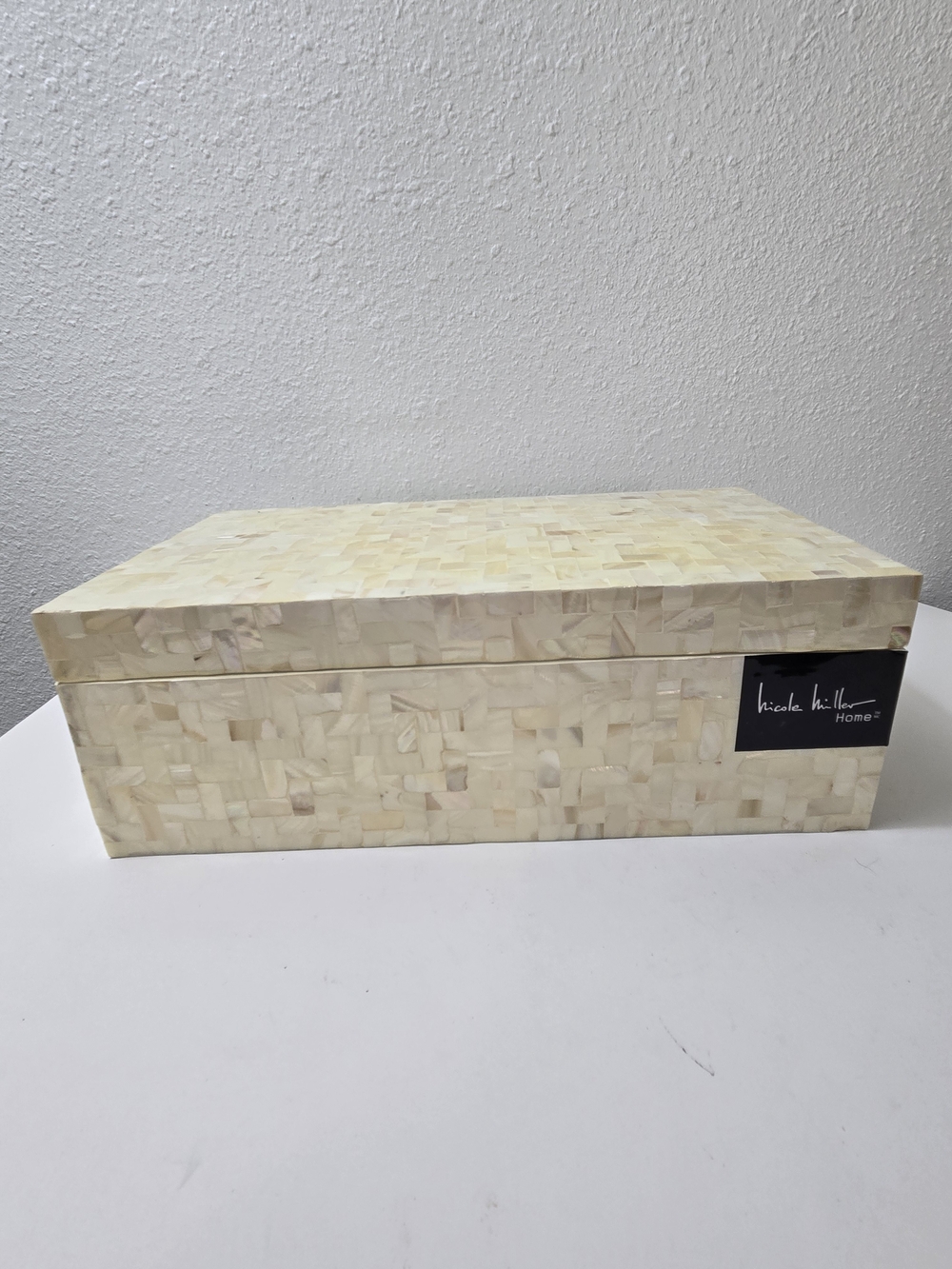 Nicole Miller Mother-of-Pearl Mosaic Decorative Box in Cream